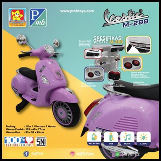 Mainan Anak Motor Aki Vespa Matic Scooter Vestic Pmb M-288 - Putih