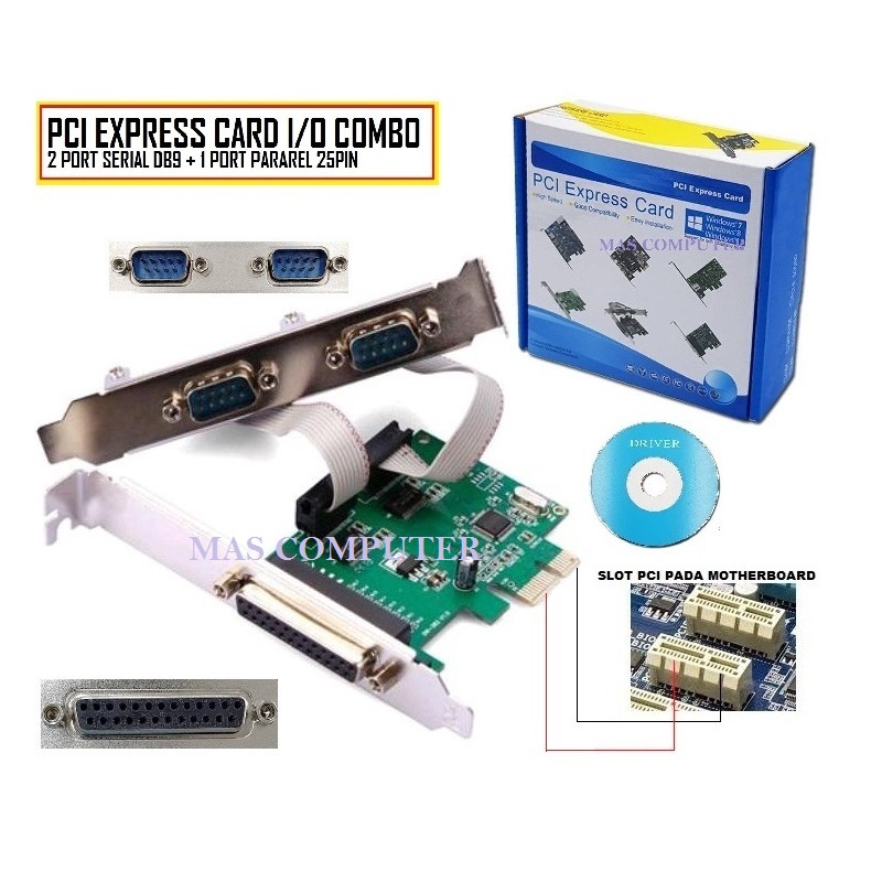 PCI EXPRESS I/O / PCI EXPRESS CARD I/O / PCI EXPRESS 2PORT RS232/SERIAL/DB9 + 1 PORT PARAREL 25PIN /