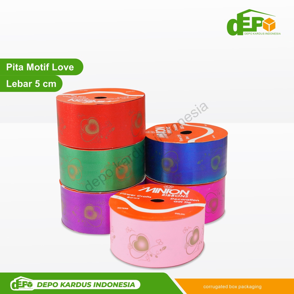

Pita Motif love ( 2"/5 cm ) PER ROLL DEPO/pitakado/pitamotif/satin/pitasatin