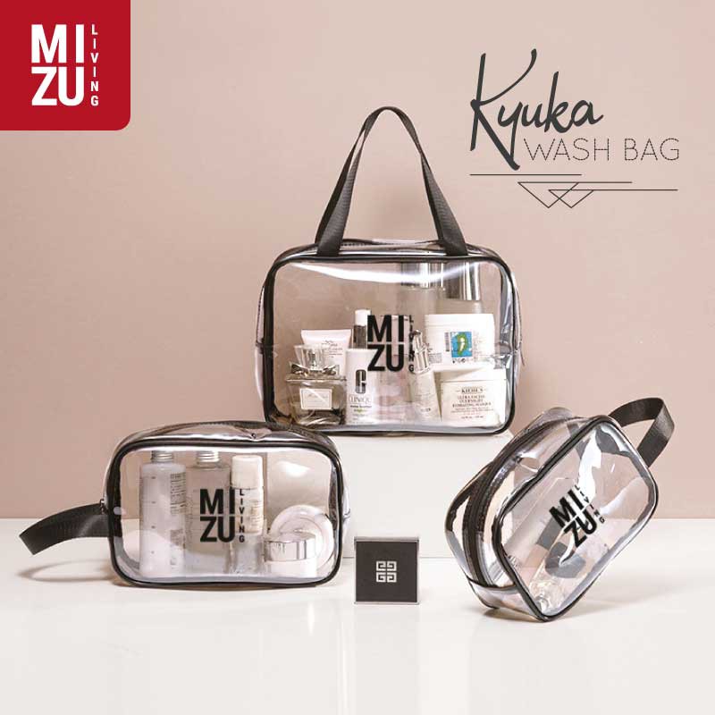 MIZU KYUKA Wash Bag Clear PVC Transparent Cosmetics Travel 