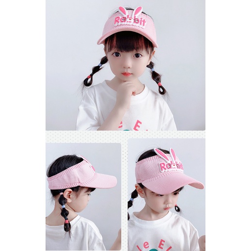 TOPI ANAK RAJUT VISOR PANTAI SUNSHADE MOTIF RABBIT BASEBALL ANTI UV ANAK KECIL BTE-1