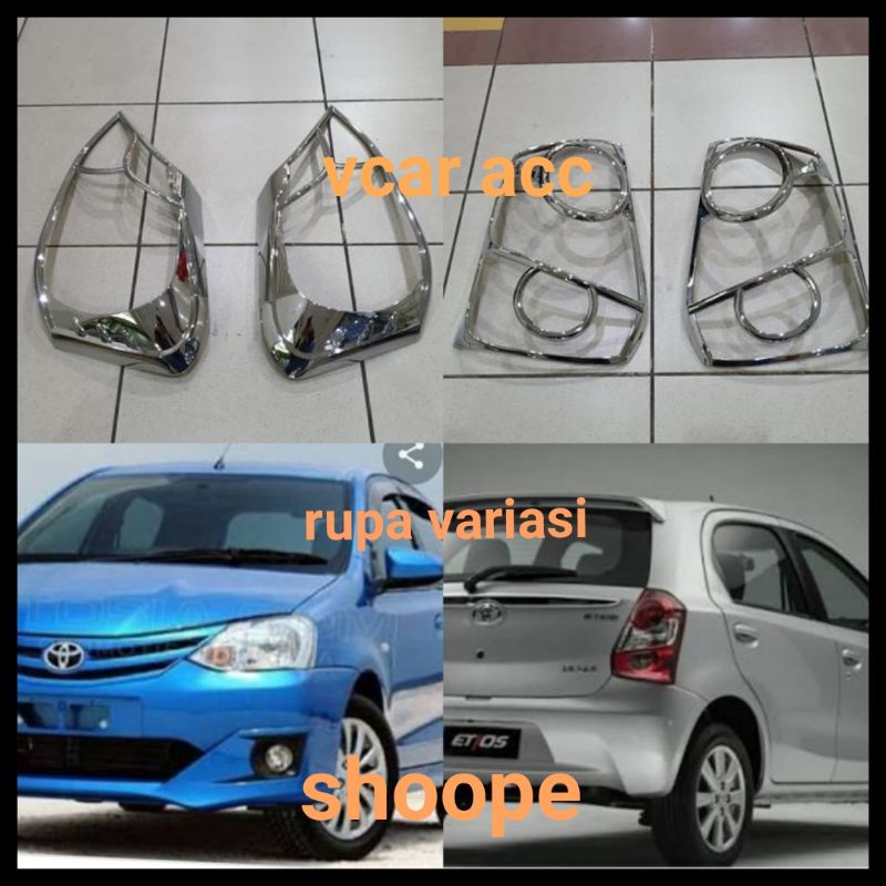 Garnish cover lampu headlamp DEPAN / lampu stop REM BELAKANG TOYOTA ETIOS valco CROME CHROME