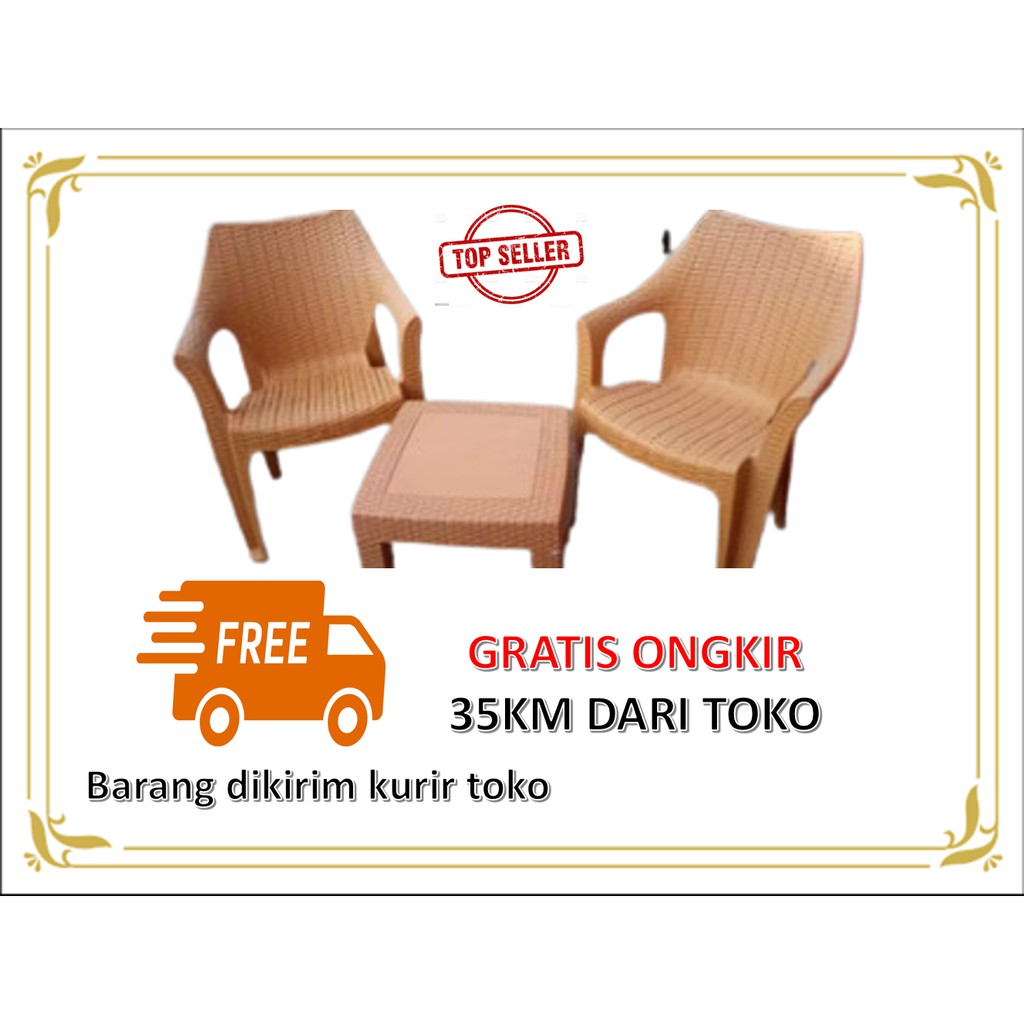 Bangku Napolly + Meja/ Kursi Plastik Sender Tangan Classic (Bisa Ojol instan ya)