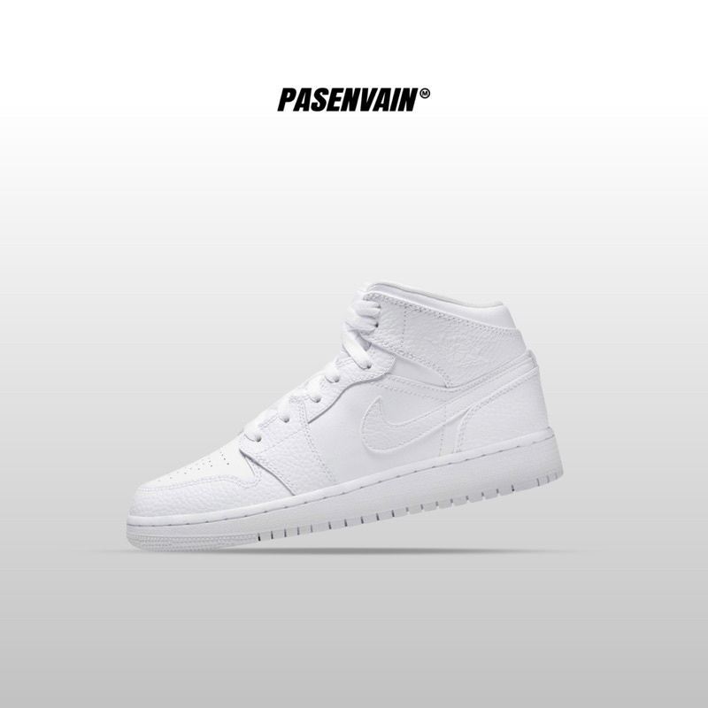 Air Jordan 1 Mid Triple White GS 100% Original