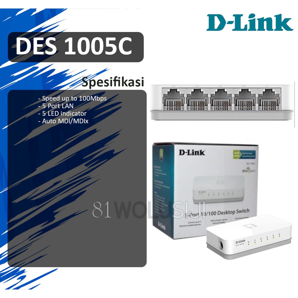 Switch/Hub D-Link DES1005C 5 Port 10/100Mbps - unmanaged