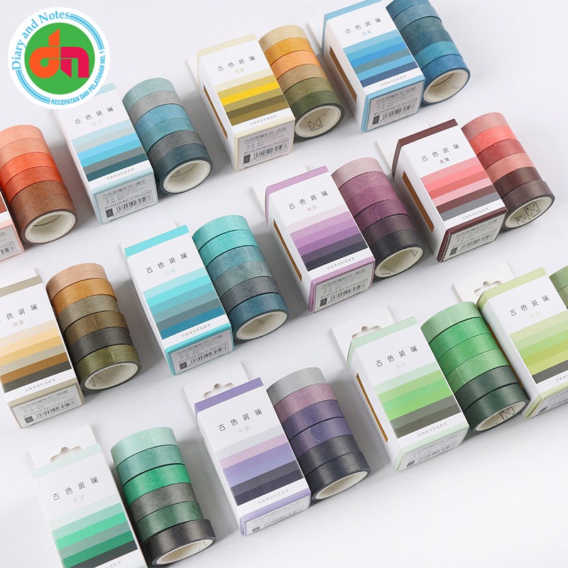 

Selotip Hias Masking Tape Set 6pc Shades of Color Aneka Warna