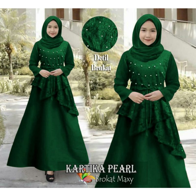 MAXY KARTIKA MUTIARA, BRUKAT GAMIS MUSLIM, MOSCREPE, MAXY DRESS