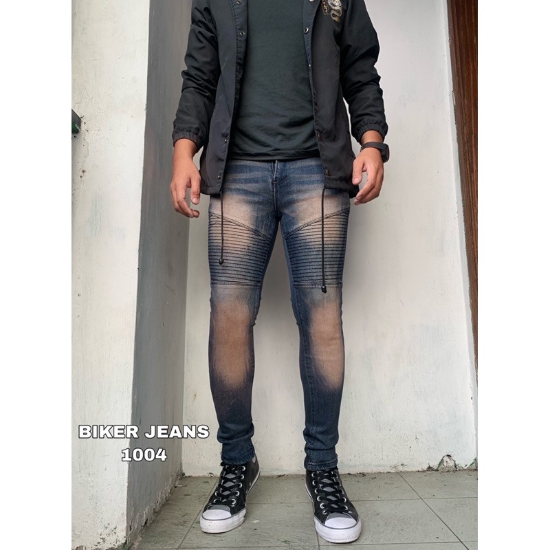 CELANA JEANS RIPPED DISTRO PRIA BIKER JEANS POLOS SLIMFIT JEANS IMPORT STRET MULUR KOREAN STYLE