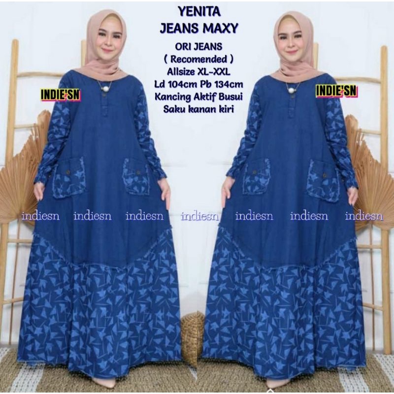 GAMIS JEANS TERBARU 2022 UNTUK WANITA MUSLIMAH DEWASA  BAJU MAXY  KEKINIAN  MODIS DAN TERPOPULER DEN