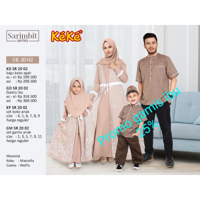 Gamis Ibu Trendy Sarimbit Keke GD SR 20 02 size xxl Milo Bahan Wolfis  Xs Sd Xxl Biru Dusty