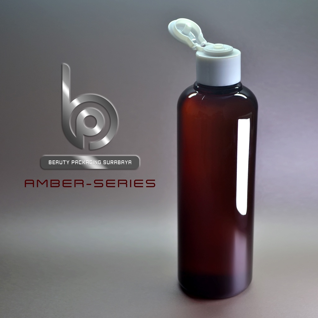 Botol Plastik PET 250ml BR Coklat Amber Tutup  Fliptop Jamur