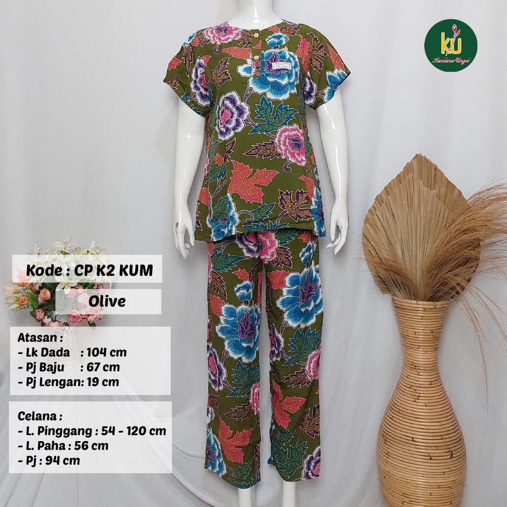 COD SETELAN BATIK KENCANA UNGU ASLI | Baju Santai Tidur Wanita Setelan Celana Panjang Piyama Motif-3
