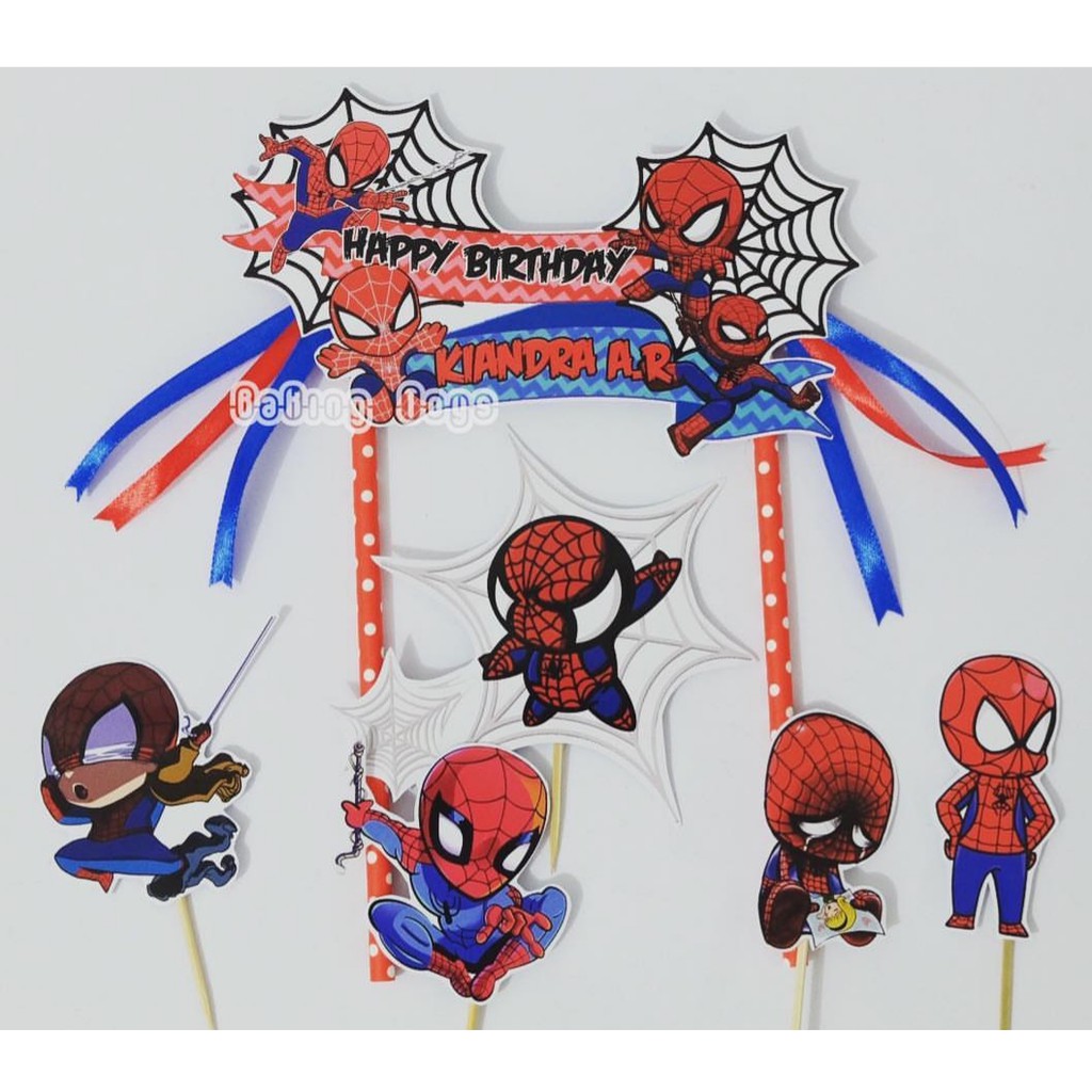 Topper Cake Birthday Spiderman Chibi Custom