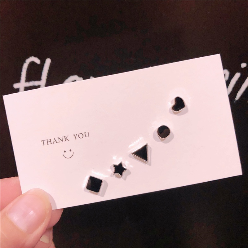 Black Geometric Earrings Simple Love Heart Ear Jewelry for Women Accessories Gifts