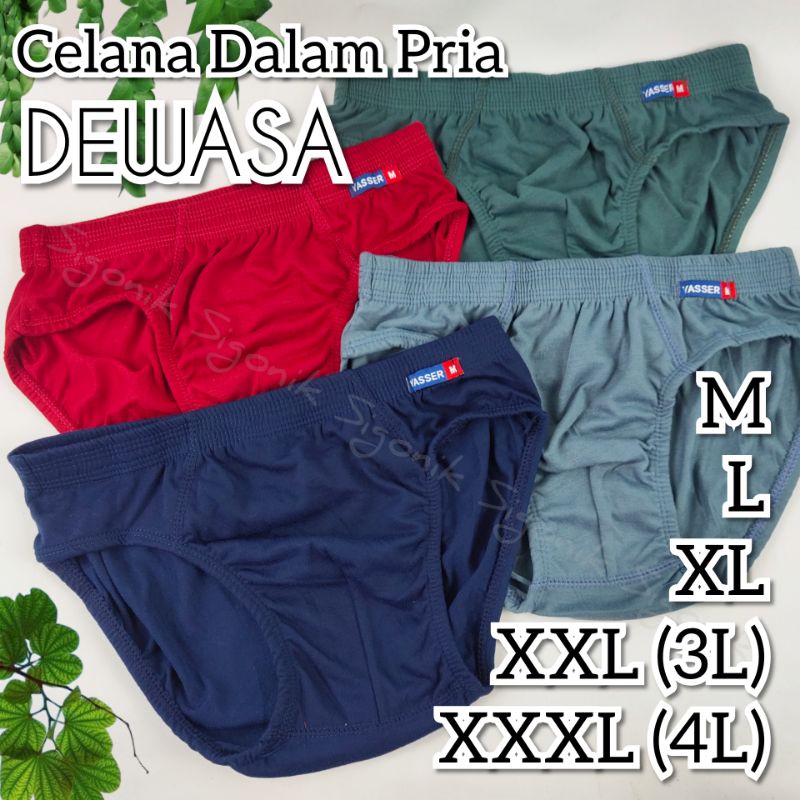 CD Celana Dalam Pria Dewasa Jumbo M L XL XXL XXXL Big Size YASSER Brief Katun Sigonik