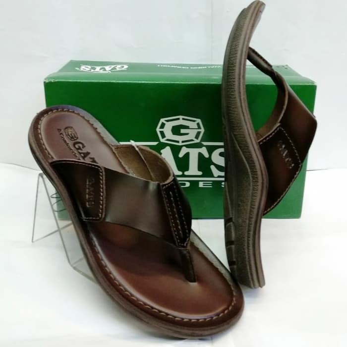 sandal kulit gats hg 282 coklat tua.sandal jepit gats ori