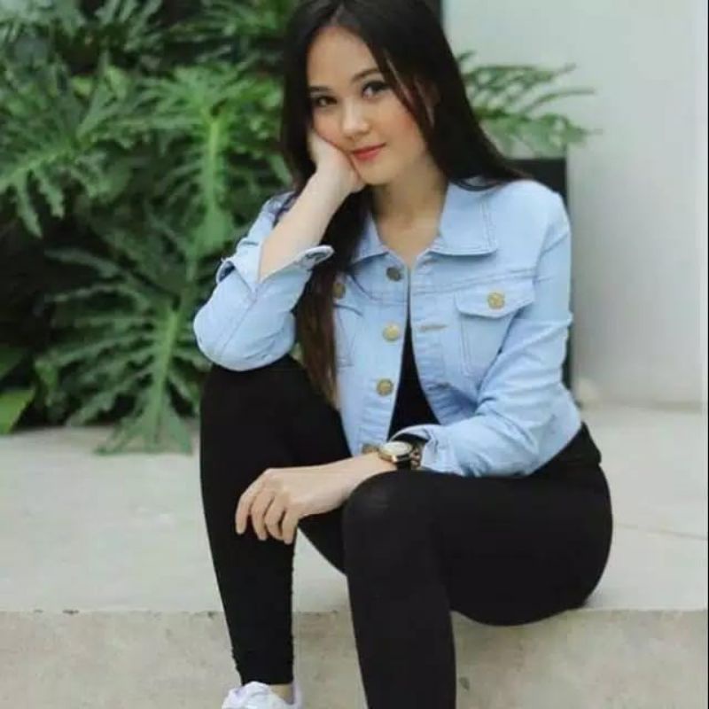 jaket jeans wanita jumbo jaket lepis cewek jins denim jaket wanita murah-1