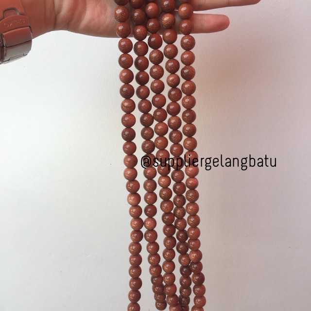 brown gold sand stone batu pasir emas coklat aksesoris manik 12mm bahan beading craft kerajinan DIY