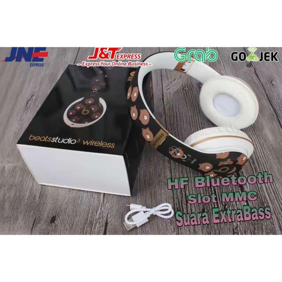 Headset Wireless BERUANG COKLAT SLOT MMC