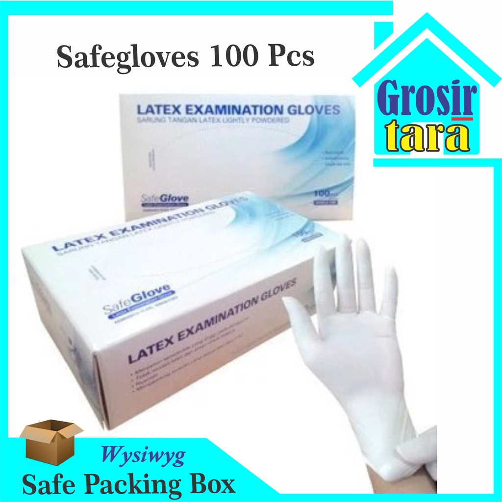 Sarung Tangan Latex Karet Handscoon Gloves Safeglove isi 100pcs hanskun 100 pcs Size S M L