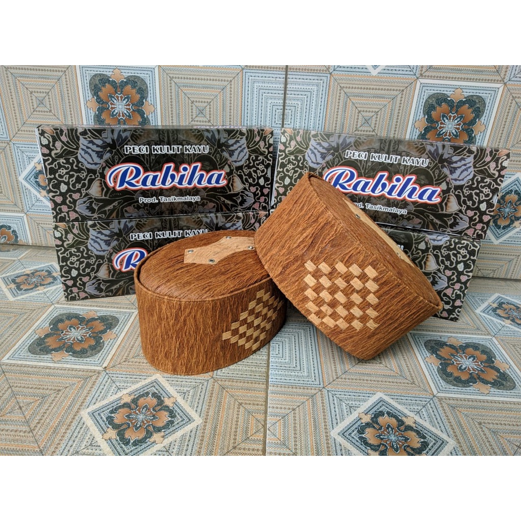 Peci Kulit Kayu Waru/Honai Motif Songkok Anyam Warna Coklat (TERBARU)