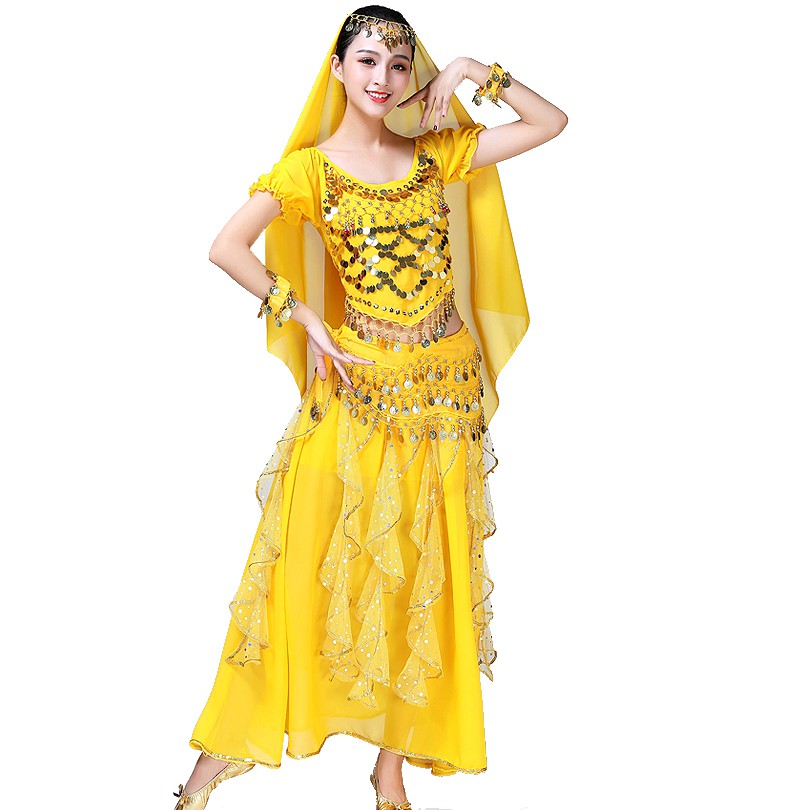 KOSTUM TARI PERUT TARI TAMBORIN ARABIC BELLY DANCE SUIT SET ATASAN BAWAHAN BAJU ROK PENTAS PUTRI JASMINE ALADIN KOIN COIN