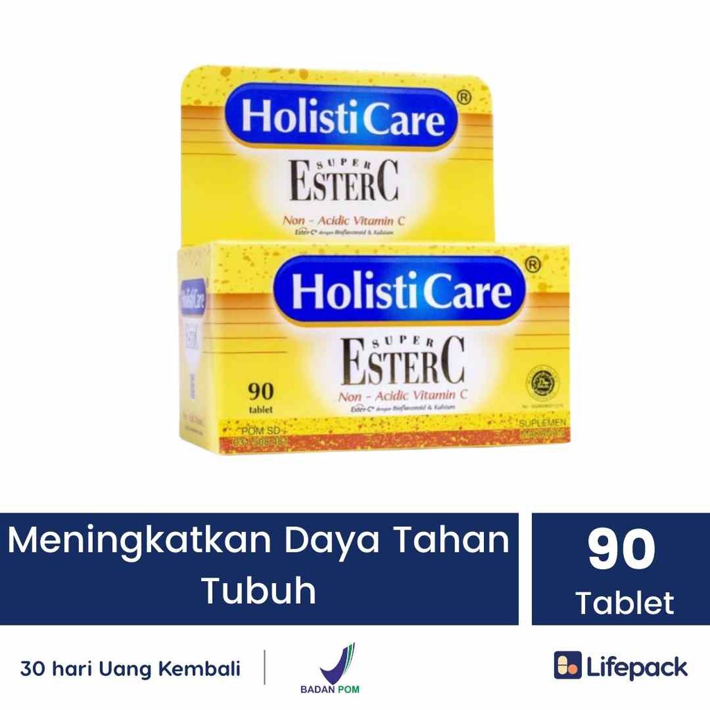 HOLISTICARE ESTER C - VITAMIN C 500MG - Daya Tahan Tubuh- 30 Tablet-90 Kaplet