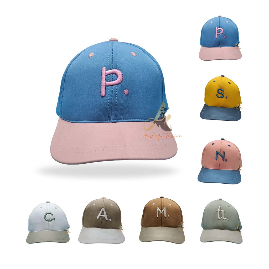 Topi Anak Bordir Inisial / Topi Anak Huruf Alfabeth Usia 3-12 Tahun-5