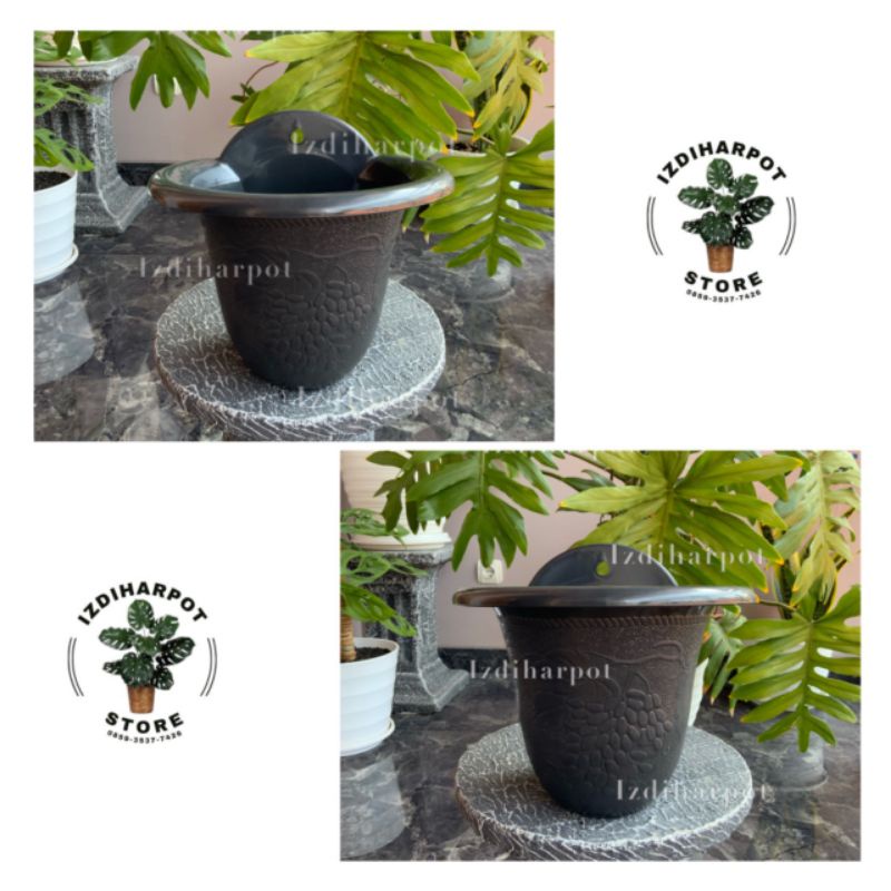 pot bunga tanaman dinding motif anggur hitam 27cm - ANGGUR 01 HITAM