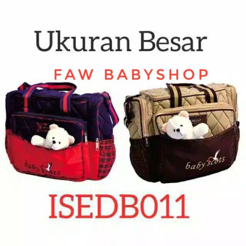 Baby Scots babyscots Embroidery Diaper Bag with DOLL Tas Besar diaper Boneka Tas bayi Besar ISEDB011