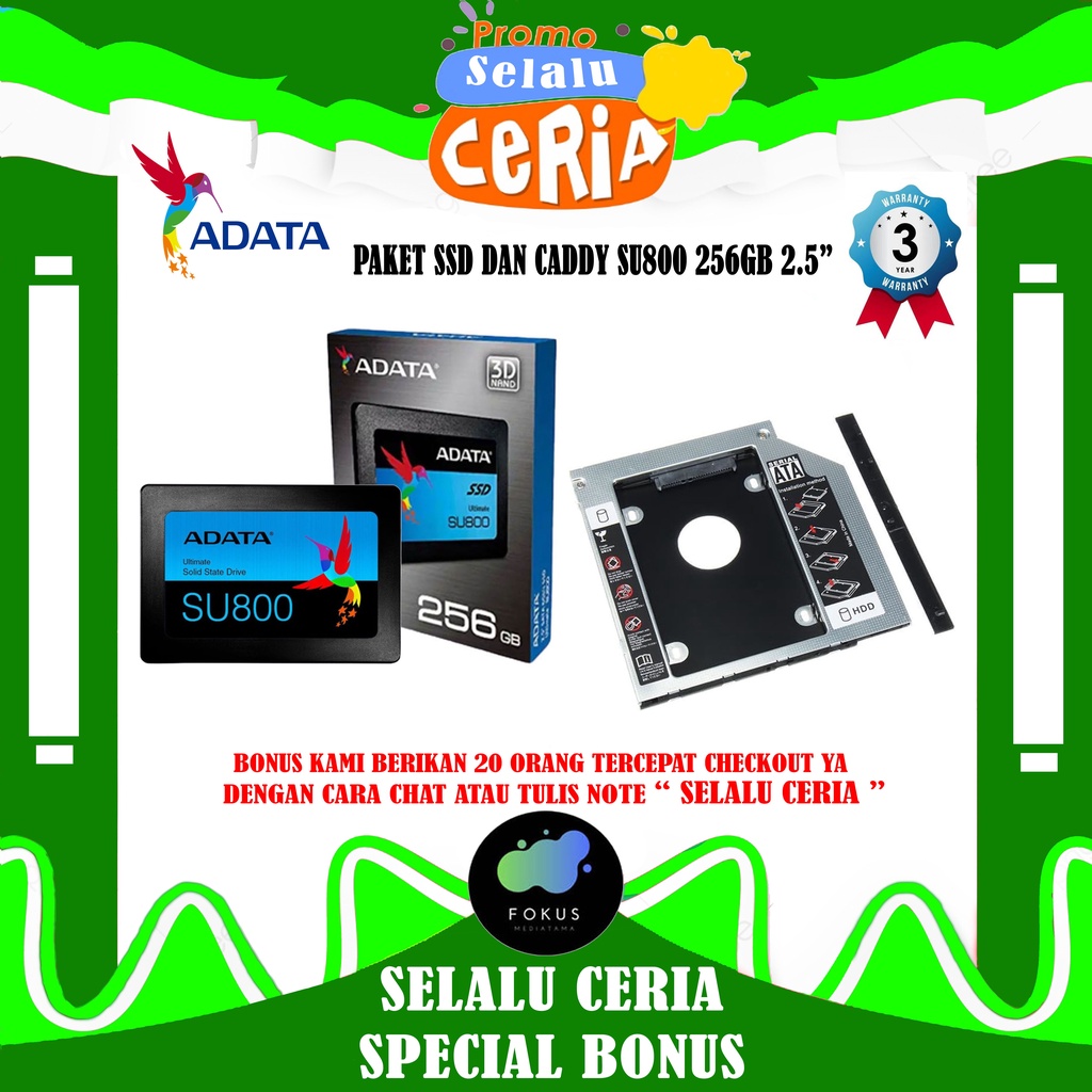 Paket SSD &amp; CADDY SU800 256GB 2.5&quot; SATA III R560/520Mbs ADATA