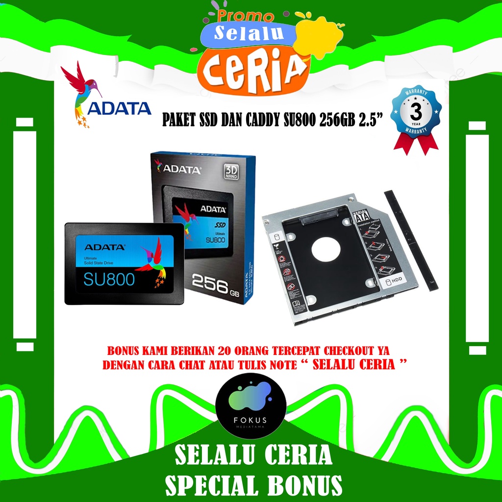 Paket SSD &amp; CADDY SU800 256GB 2.5&quot; SATA III R560/520Mbs ADATA