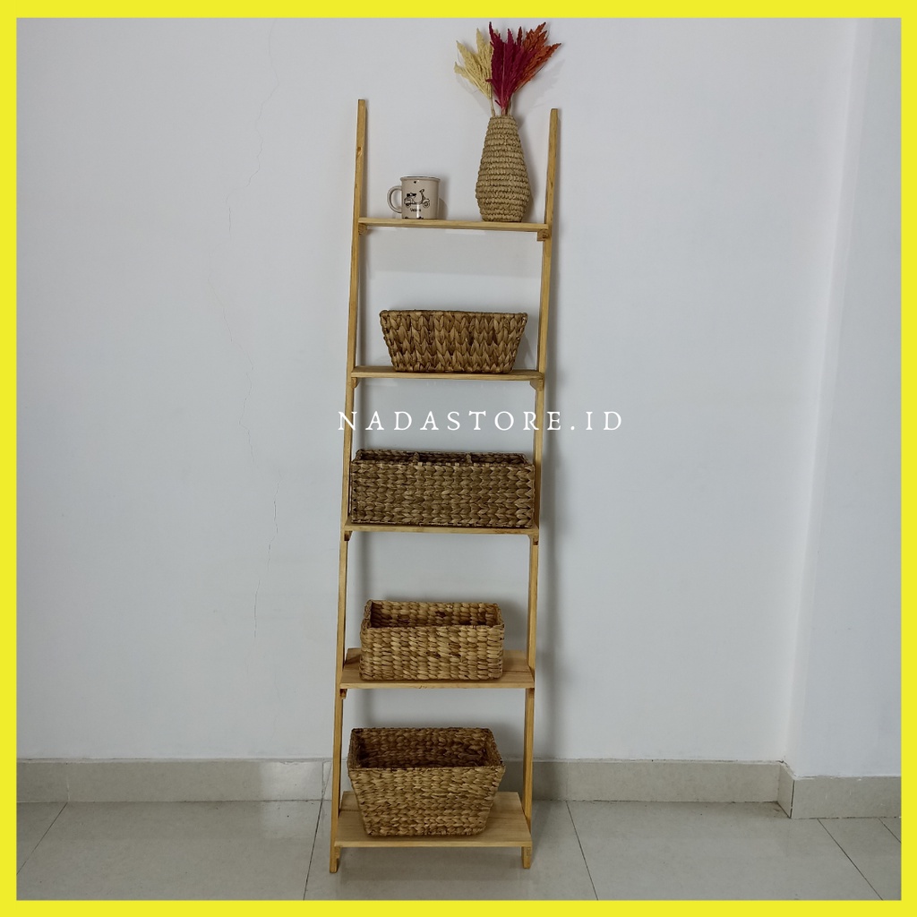 Rak Tangga Rak Buku 5 Tingkat /  Rak Penyimpanan / Tangga Stand Bunga Tanaman / Rak Display Sudut untuk Ruang Tamu