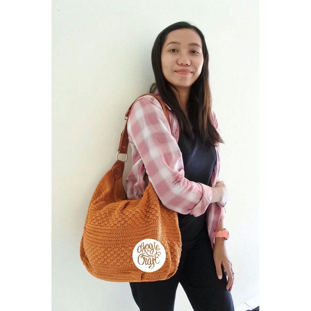 Djecraft Tas Rajut Hobo Balon Besar - Orange Bata