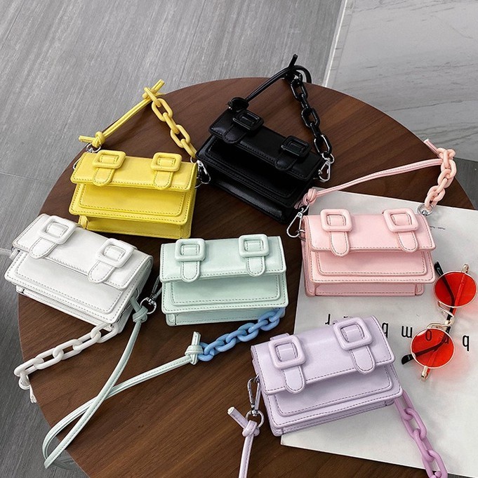 TM-96 tas mini casual candy color selempang rantai import korea jepang