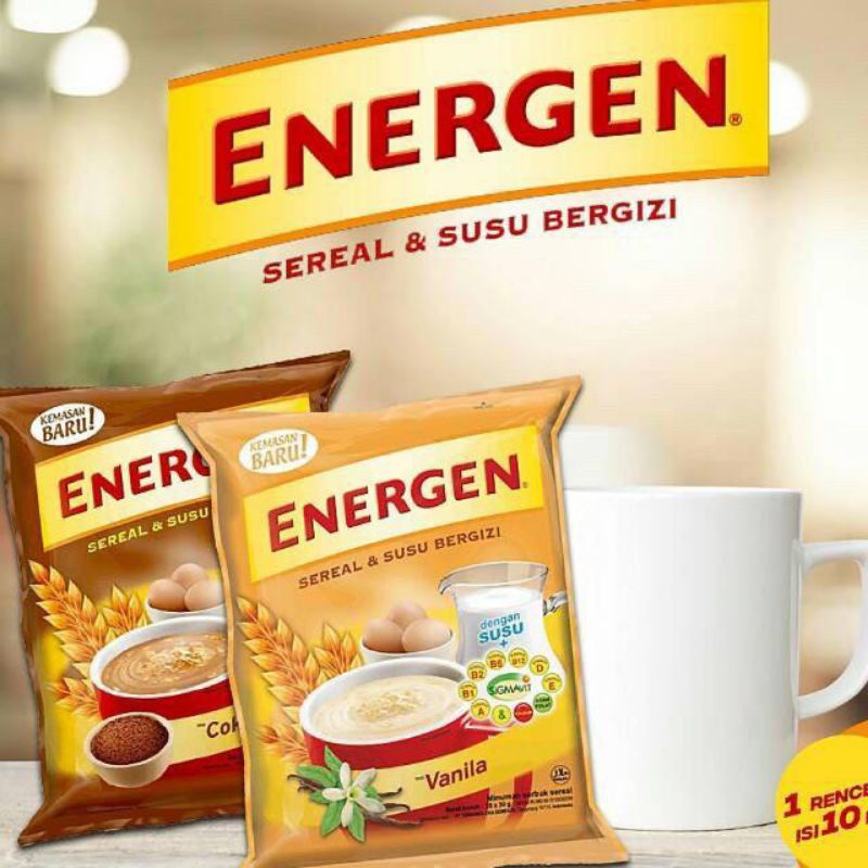 

ENERGEN COKLAT / VANILA / JAGUNG / KACANG HIJAU 30gr ENERGEN SACHET