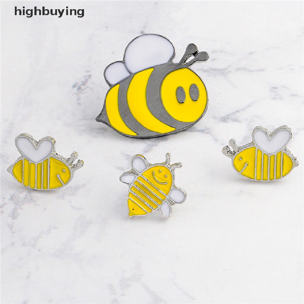 Hbid 4PCS Bros Pin Enamel Bentuk Lebah Lucu Untuk Kerah Kemeja