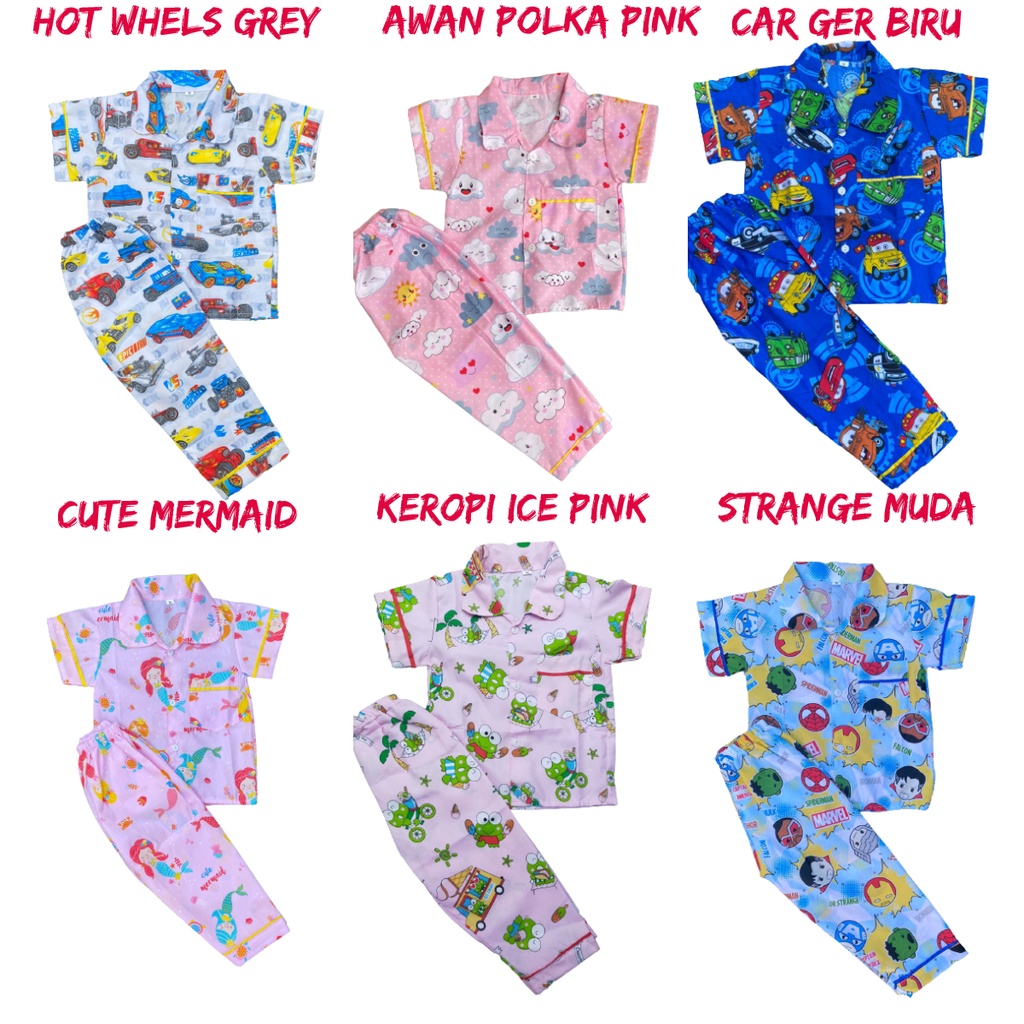 PIYAMA ANAK / BAJU TIDUR ANAK 1-5 TH BEBAS PILIH MOTIF KODE A