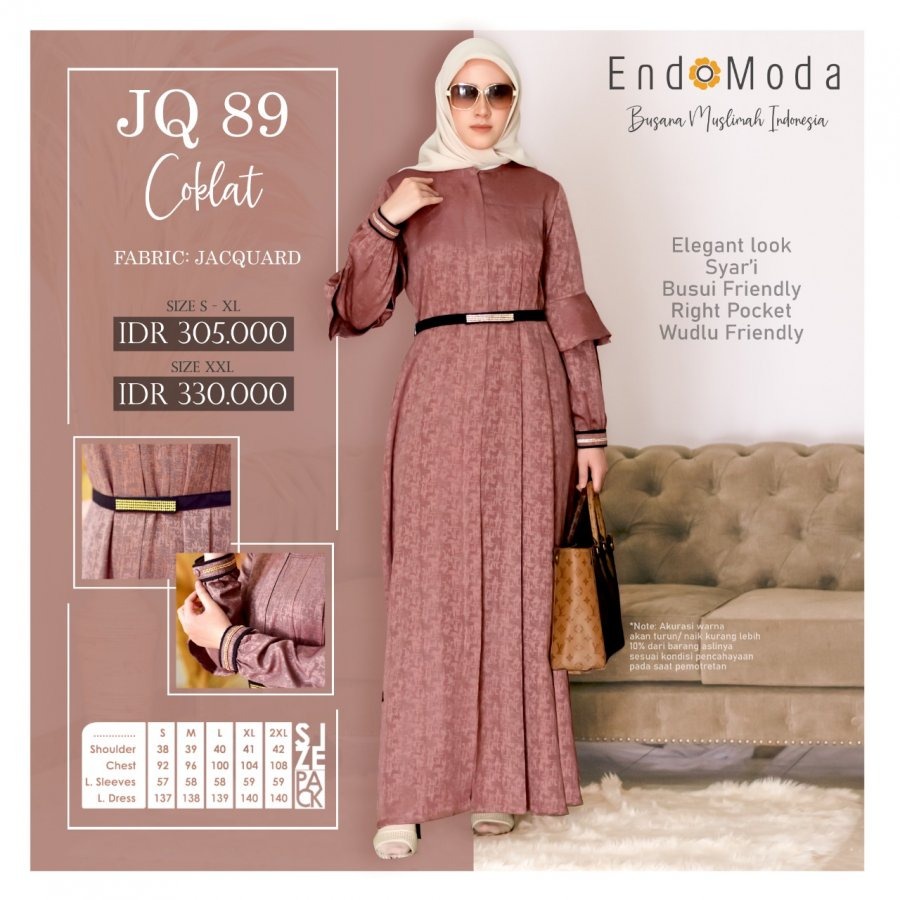 Endomoda Gamis JQ 89 Bahan Jaguard Dress OOTD Muslimah Terbaru