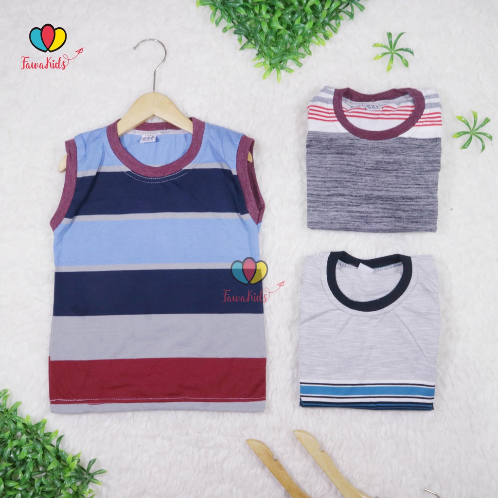 Kaos Kutung Salur uk 1-2 Tahun / Kaos Oblong Baby Kutang Anak Laki Bahan Adem Motif Stripe Murah