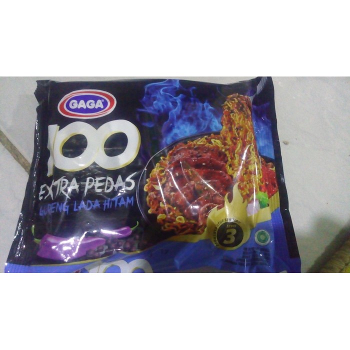 Gaga 100 Mie Goreng Lada Hitam Extra Pedas Level 3