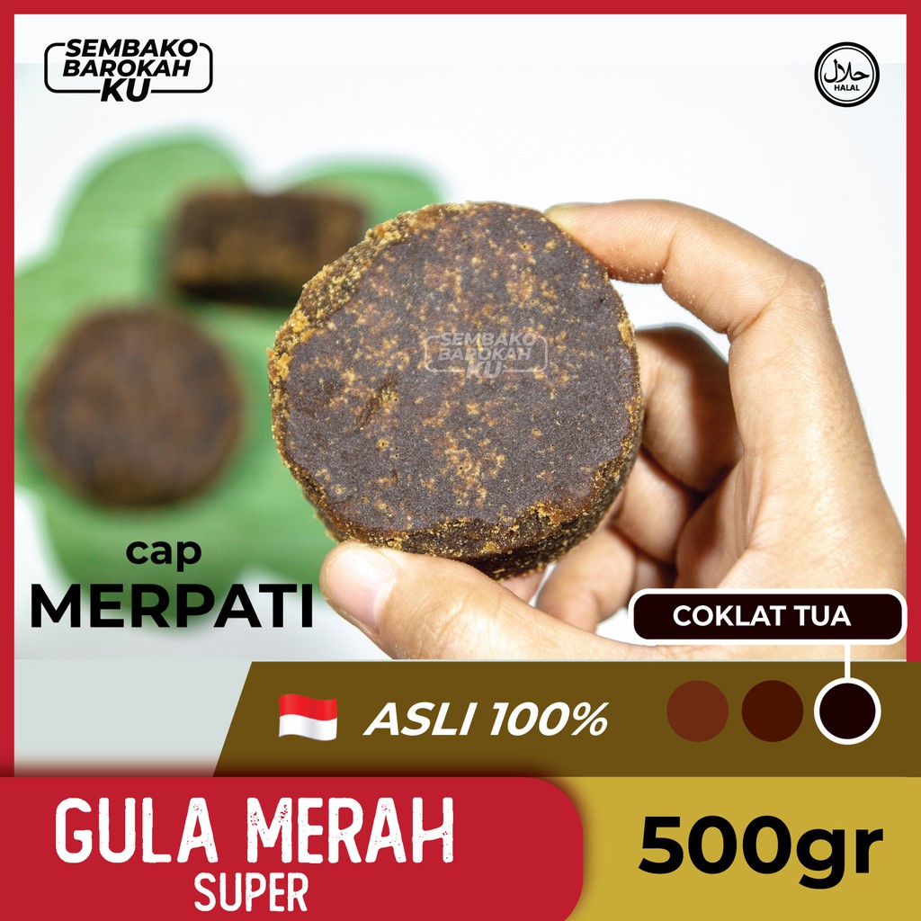 

Gula merah super 500 gr / kiloan cap merpati mas COKLAT TUA / gula jawa