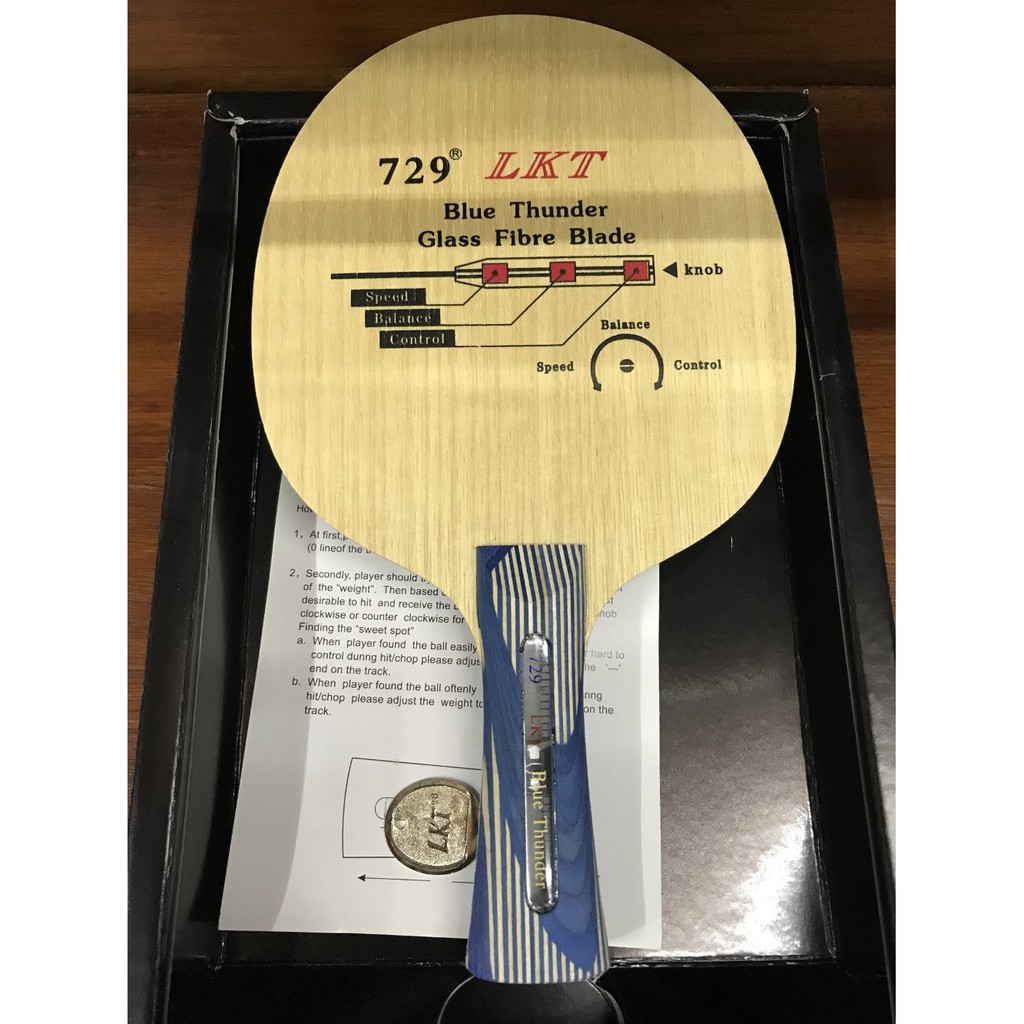 Kayu bet bat tenis meja pingpong 729 LKT blue thunder glass fibre blade