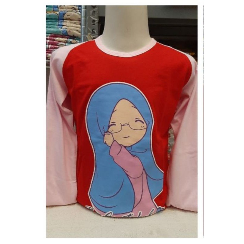 KAOS ANAK MUSLIMAH LENGAN PANJANG POLOS MERAH