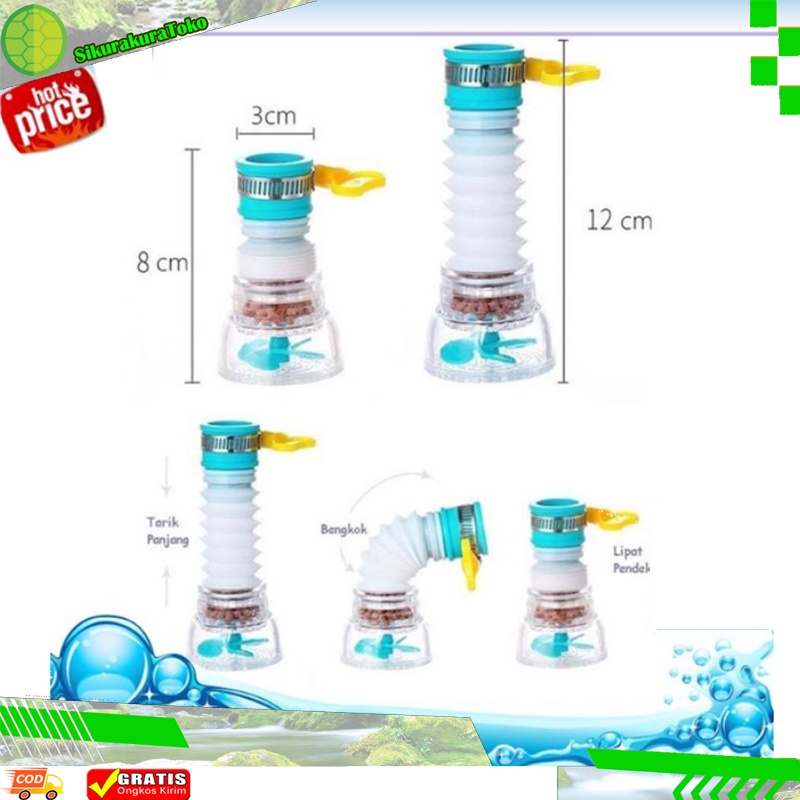 (SKR) 40gr Sambungan Kran Keran Air Flexible Faucet Baling Kicir Filter Saringan Air Aerator Putar 360 plus KLEM