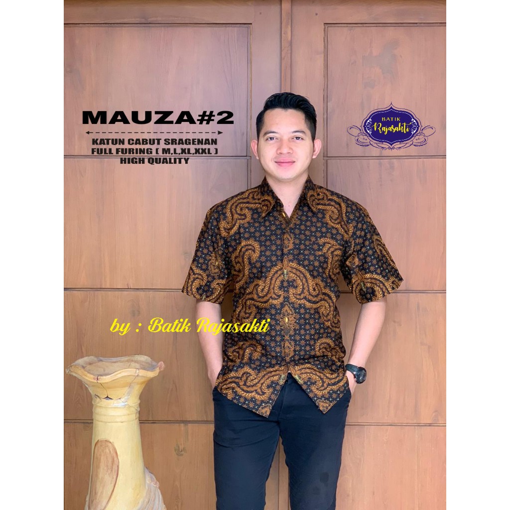 MAUZA 2 Atasan Baju Kemeja Batik Pria Lengan Pendek PREMIUM LAPIS FURING RAJASAKTI