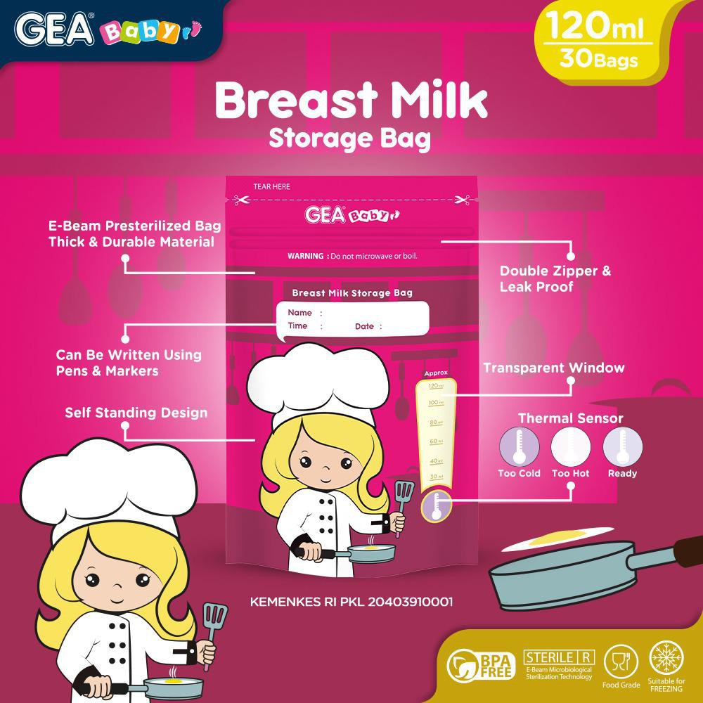 Gea Baby Breast Milk Storage Bag 120ml - Kantong ASI Bayi Seri Profesi 120 ml isi 30pcs