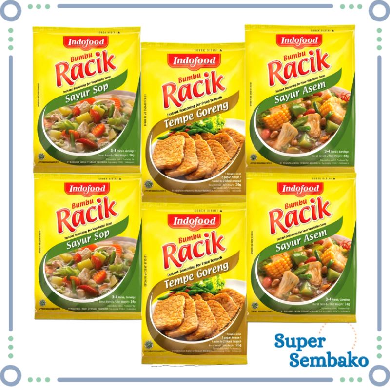 BUMBU MASAK INSTAN / BUMBU RACIK INDOFOOD 20g SAYUR SOP / SAYUR ASEM / TEMPE AYAM IKAN GORENG BUNGKUS SACHET