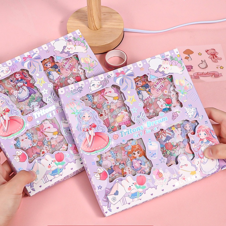 Susi-100pcs / Kotak Stiker Motif Kartun Princess Lucu Anti Air Untuk Dekorasi DIY