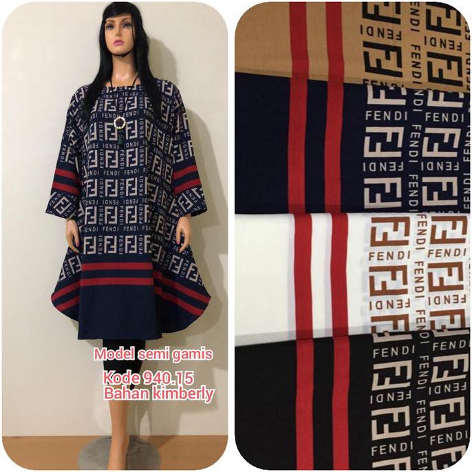 New Long tunik fendi jumbo konveksi sendiri-semi gamis wanita muslim